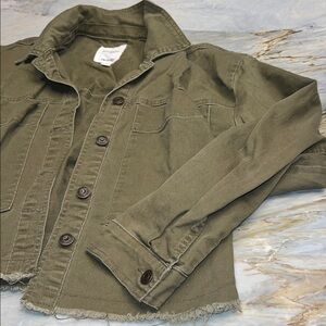 kensie denim Khaki Utility Jacket size small cropped